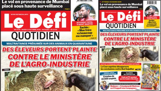 Voici la Une du Défi Quotidien de ce Mardi 13 Octobre 2020