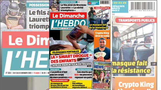 Voici la Une de Le Dimanche/L'Hebdo de ce dimanche 13 Novembre 2022