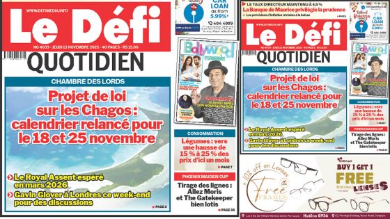 Voici la une du Défi Quotidien de ce Jeudi 13 Novembre 2025