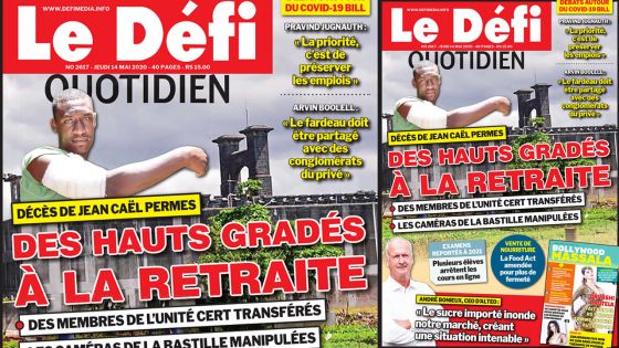 Voici la Une du Defi Quotidien de ce jeudi 14 mai 2020