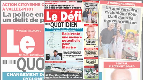 Voici la une du Défi Quotidien de ce Lundi 15 Janvier 2024