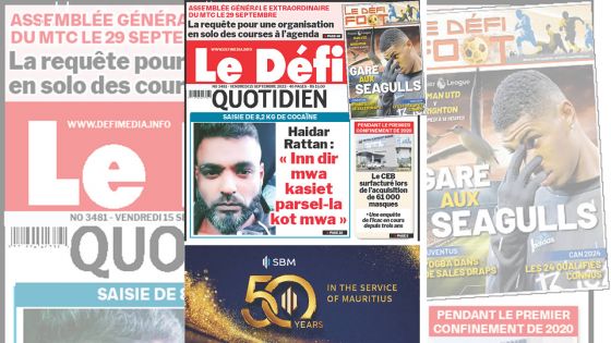 Voici la une du Défi Quotidien de ce Vendredi 15 Septembre 2023