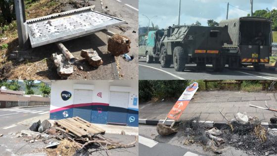 [En Images] : Constat des dégats post-manifestation sur la route en direction de Cité Mangalkhan liés aux tensions de vendredi