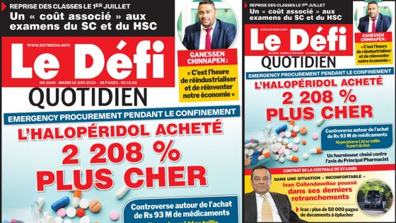 Voici la Une du Defi Quotidien de ce mardi 16 juin 2020