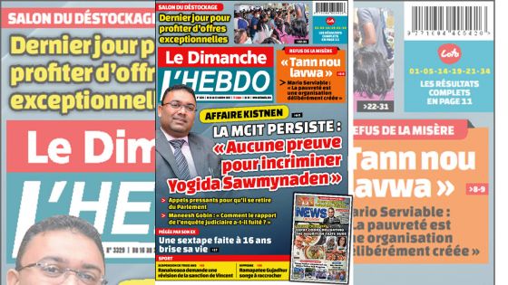 Voici la Une de Le Dimanche/L'Hebdo de ce dimanche 16 Octobre 2022