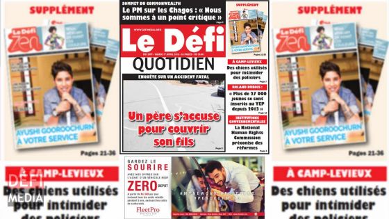 Voici la Une du Defi Quotidien de ce mardi 17 avril