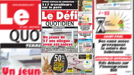 Voici la Une du Defi Quotidien de ce mercredi 17 Avril 2019