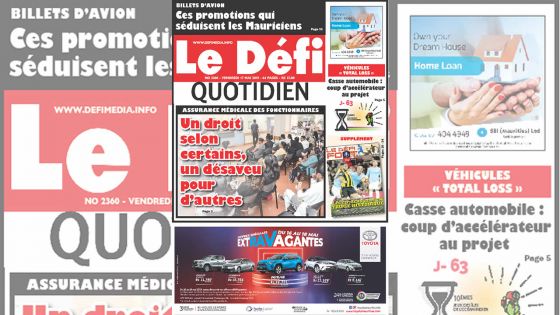 Voici la Une du Défi Quotidien de ce Vendredi 17 mai 2019