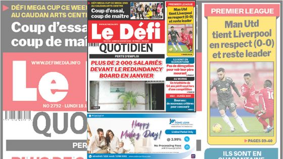 Voici la Une du Défi Quotidien de ce Lundi 18 janvier 2021