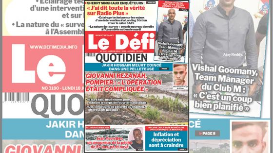 Voici la une du Défi Quotidien de ce lundi 18 Juillet 2022