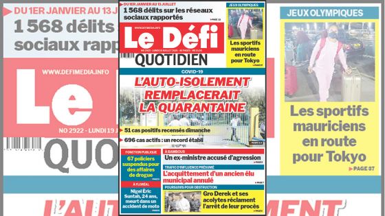 Voici la Une du Défi Quotidien de ce lundi 19 juillet 2021