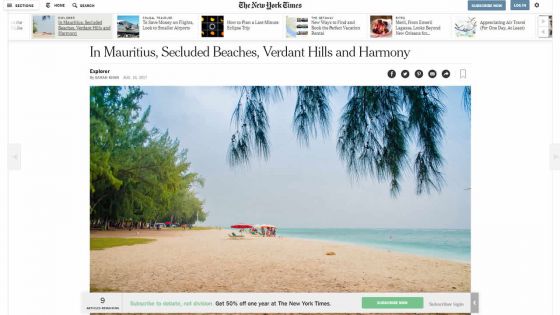 L’île Maurice racontée par le New York Times