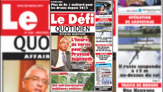 Voici la Une du Defi Quotidien de ce mercredi 20 Février 2019