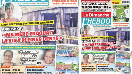 Voici la Une de Le Dimanche/L'Hebdo de ce dimanche 20 Juin 2021