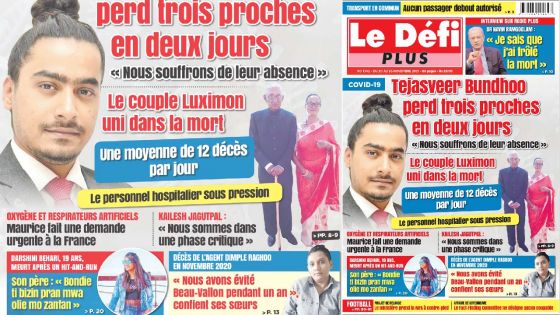 Voici la Une du Défi Plus de ce samedi 20 Novembre 2021
