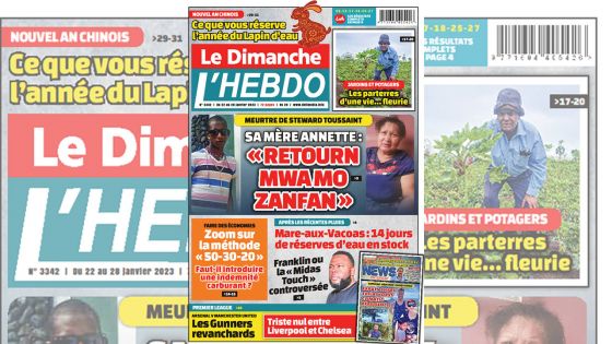 Voici la Une de Le Dimanche/L'Hebdo de ce dimanche 22 Janvier 2023