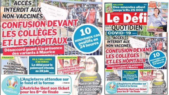 Voici la Une du Défi Quotidien de ce mardi 22 juin 2021