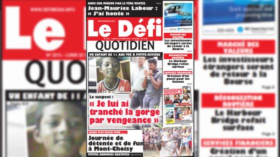 Voici la Une du Defi Quotidien de ce lundi 22 Octobre 2018