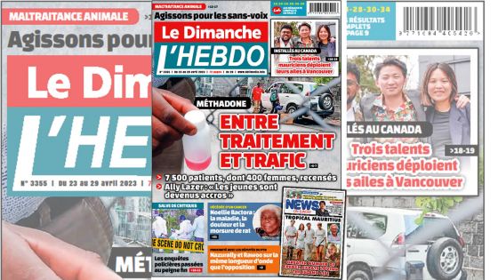 Voici la Une de Le Dimanche/L'Hebdo de ce Dimanche 23 Avril 2023 