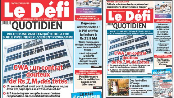Voici la une du Défi Quotidien de ce Mercredi 23 Avril 2025
