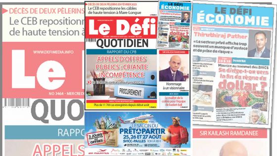 Voici la une du Défi Quotidien de ce Mercredi 23 Août 2023