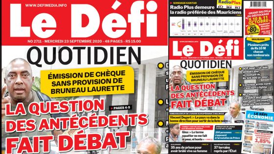 Voici la Une du Défi Quotidien de ce mercredi 23 Septembre 2020