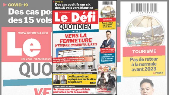 Voici la Une du Défi Quotidien de ce vendredi 23 octobre 2020