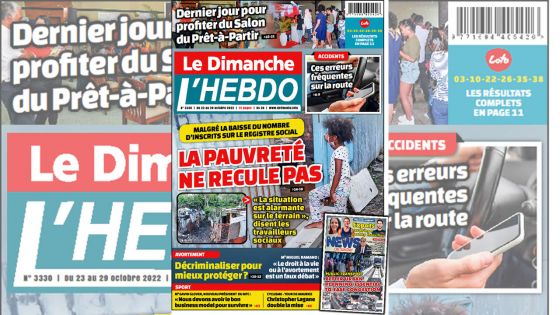 Voici la Une de Le Dimanche/L'Hebdo de ce dimanche 23 Octobre 2022