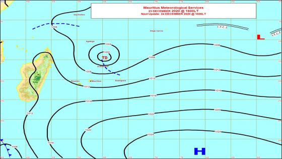 Météo : dépression à 680 km du nord-nord-est de Maurice, temps nuageux et pluvieux ce soir