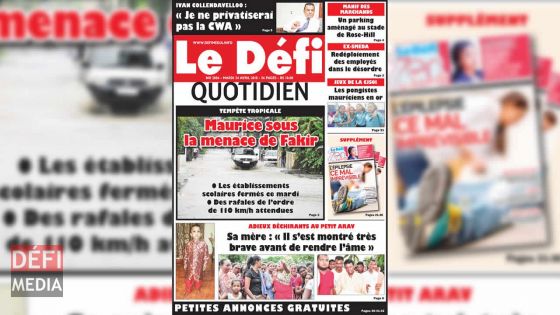 Voici la Une du Defi Quotidien de ce mardi 24 avril