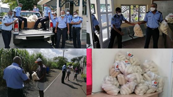 Distribution de pains aux familles dans le besoin par la police de Grand-Baie