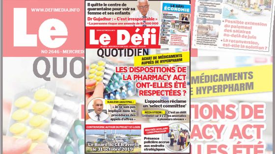 Voici la Une du Defi Quotidien de ce mercredi 24 juin 2020