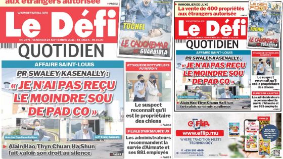 Voici la Une du Défi Quotidien de ce vendredi 24 Septembre 2021