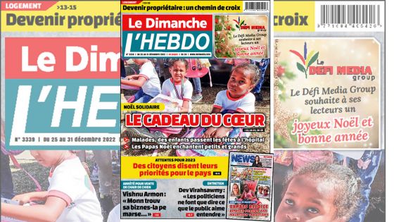 Voici la Une de Le Dimanche/L'Hebdo de ce dimanche 25 Décembre 2022