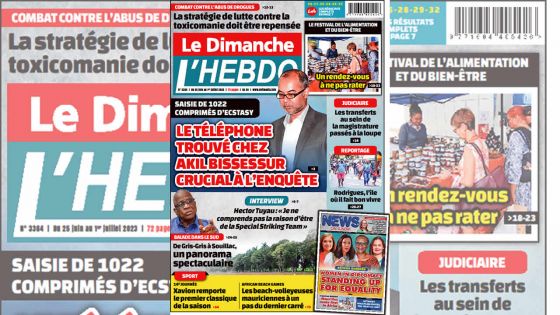 Voici la Une de Le Dimanche/L'Hebdo de ce Dimanche 25 Juin 2023