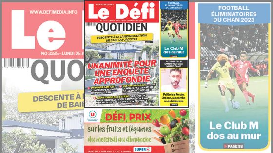 Voici la une du Défi Quotidien de ce lundi 25 Juillet 2022