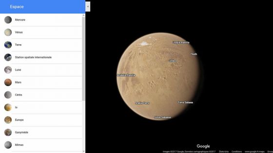 Survoler une quinzaine de planètes et de satellites avec Google Maps