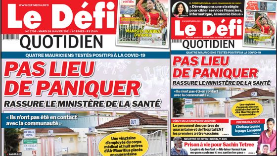 Voici la Une du Défi Quotidien de ce mardi 26 janvier 2021