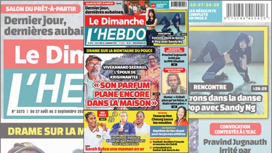 Voici la Une de Le Dimanche/L'Hebdo de ce Dimanche 27 Août 2023