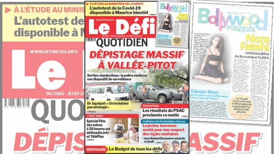 Voici la Une du Défi Quotidien de ce jeudi 27 mai 2021