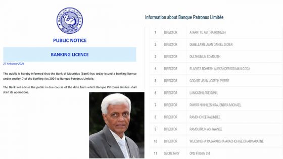 Licence octroyée par la BoM : Somduth Dulthumun parmi les directeurs d’une nouvelle banque 