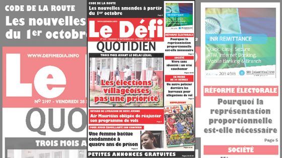 Voici la Une du Defi Quotidien de ce vendredi 28 Septembre 2018