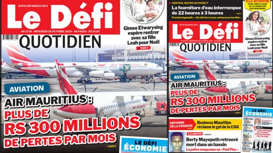 Voici la Une du Défi Quotidien de ce mercredi 28 octobre 2020