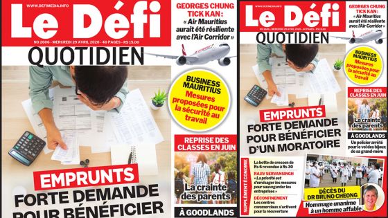 Voici la Une du Defi Quotidien de ce mercredi 29 avril 2020