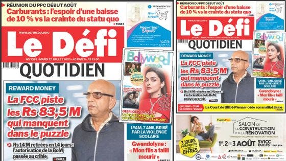 Voici la une du Défi Quotidien de ce Mardi 29 Juillet 2025