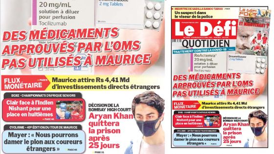 Voici la Une du Défi Quotidien de ce vendredi 29 Octobre 2021