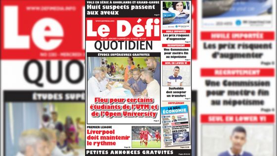 Voici la Une du Defi Quotidien de ce mercredi 30 janvier 2019