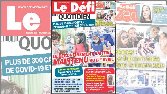 Voici la Une du Défi Quotidien de ce mardi 30 mars 2021