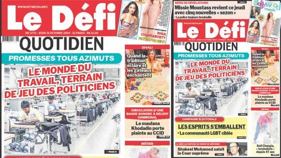 Voici la une du Défi Quotidien de ce Jeudi 31 Octobre 2024