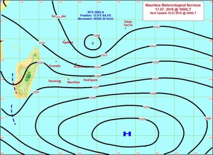 Météo : une tempête modérée baptisée Abela au nord-est de Maurice